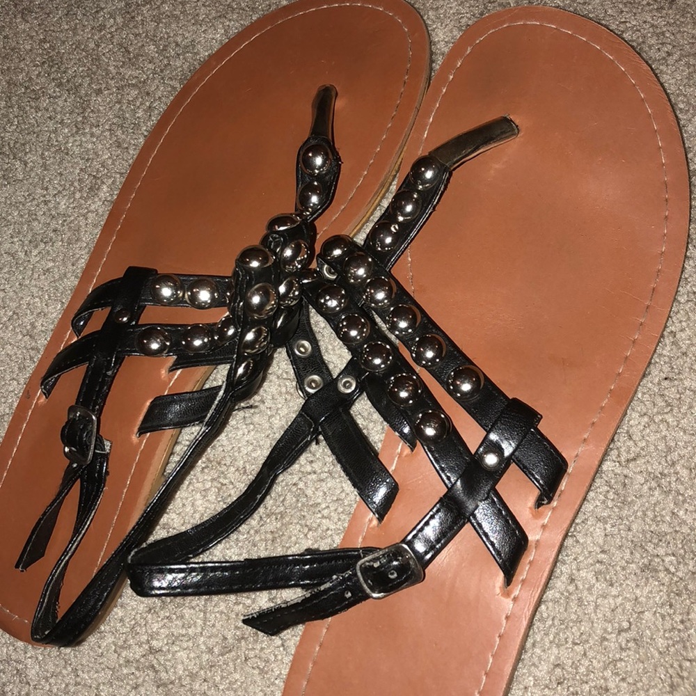 Black and gold Sandals